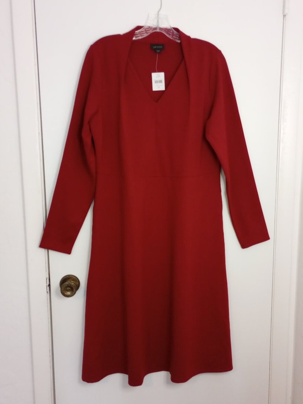 J. Jill Wearever Cherrywine V-neck Long Sleeve Fit-and-Flare Midi Dress - Picture 3 of 12